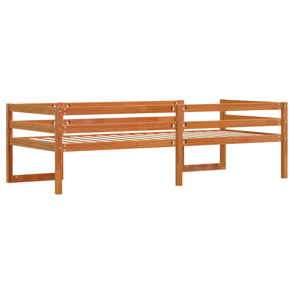 Sengeramme for barn voksbrun 90x190 cm heltre furu