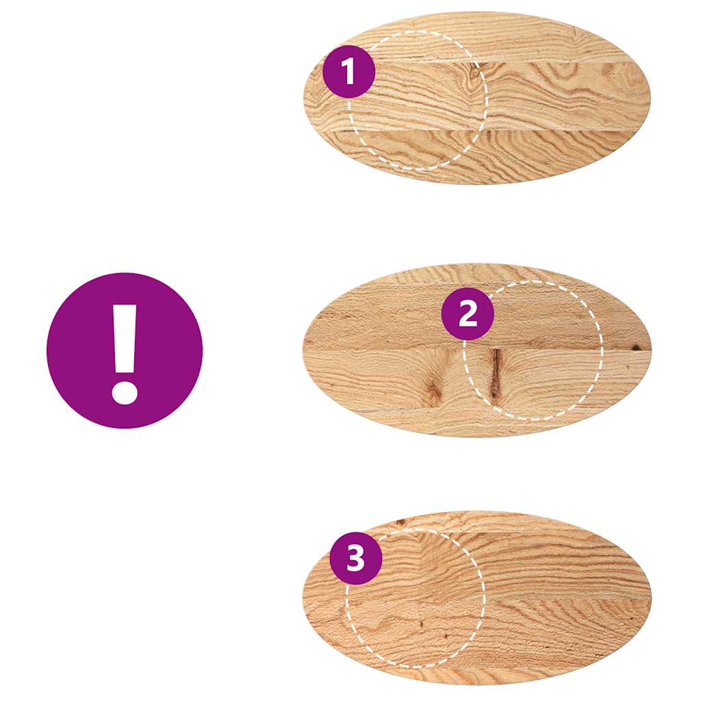 Bordplate 80x40x2 cm oval heltre eik