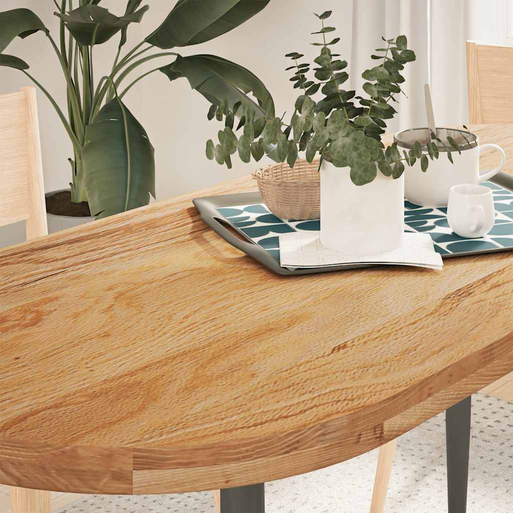 Bordplate lysebrun 140x60x4 cm oval heltre eik