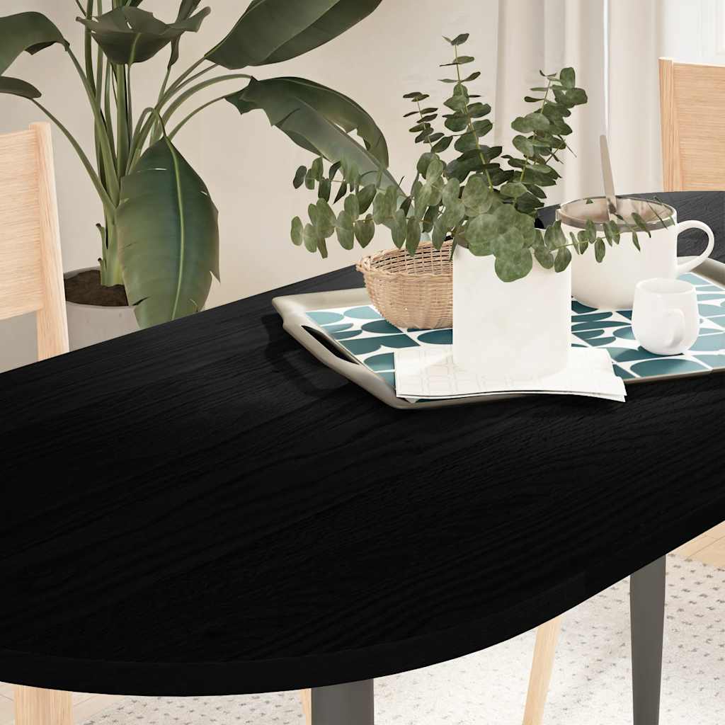 Bordplate mørkebrun 140x60x2 cm oval heltre eik