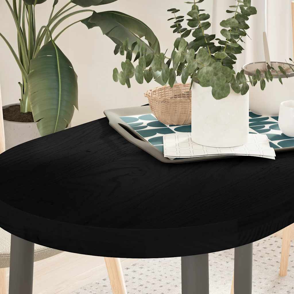 Bordplate mørkebrun 100x50x4 cm oval heltre eik