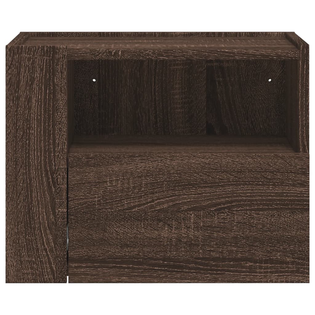 Veggmontert nattbord brun eik 45x30x35 cm