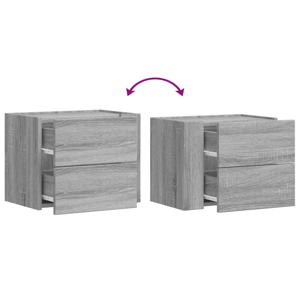 Veggmontert nattbord grå sonoma 45x30x35 cm