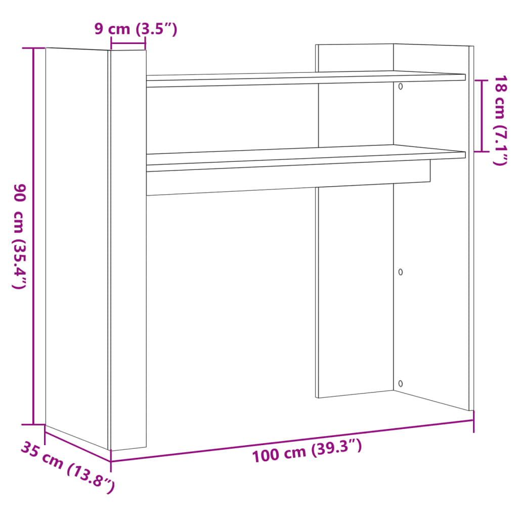 Konsollbord svart 100x35x90 cm konstruert tre