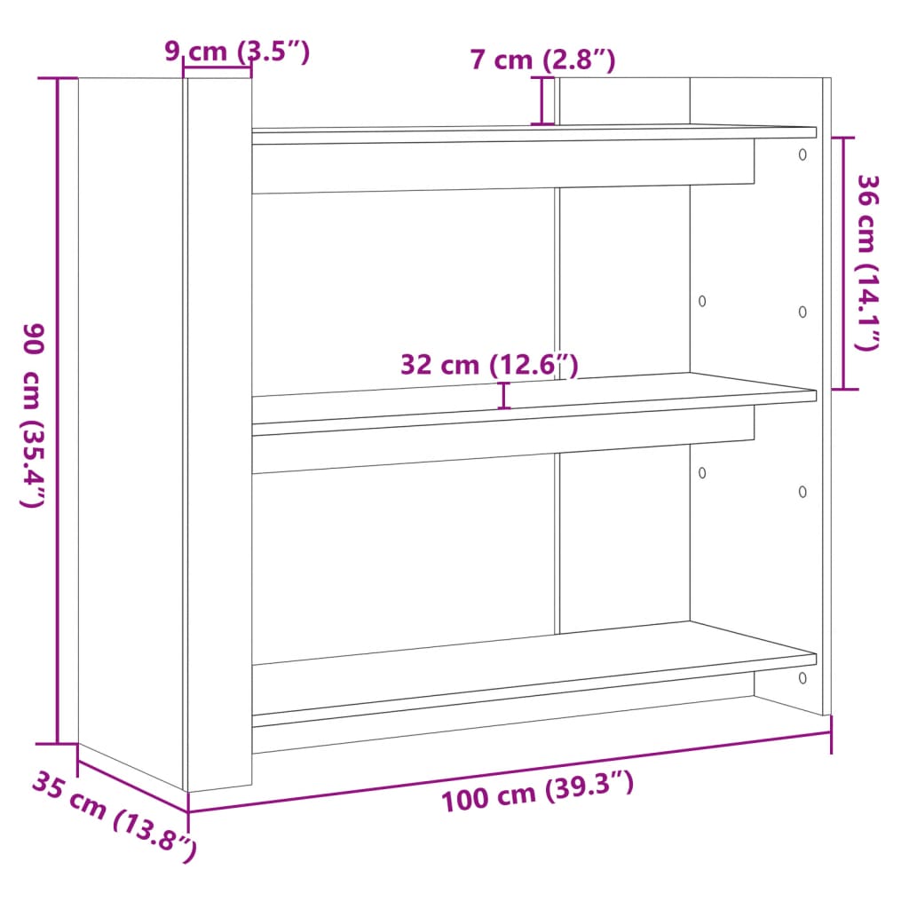 Konsollbord brun eik 100x35x90 cm konstruert tre