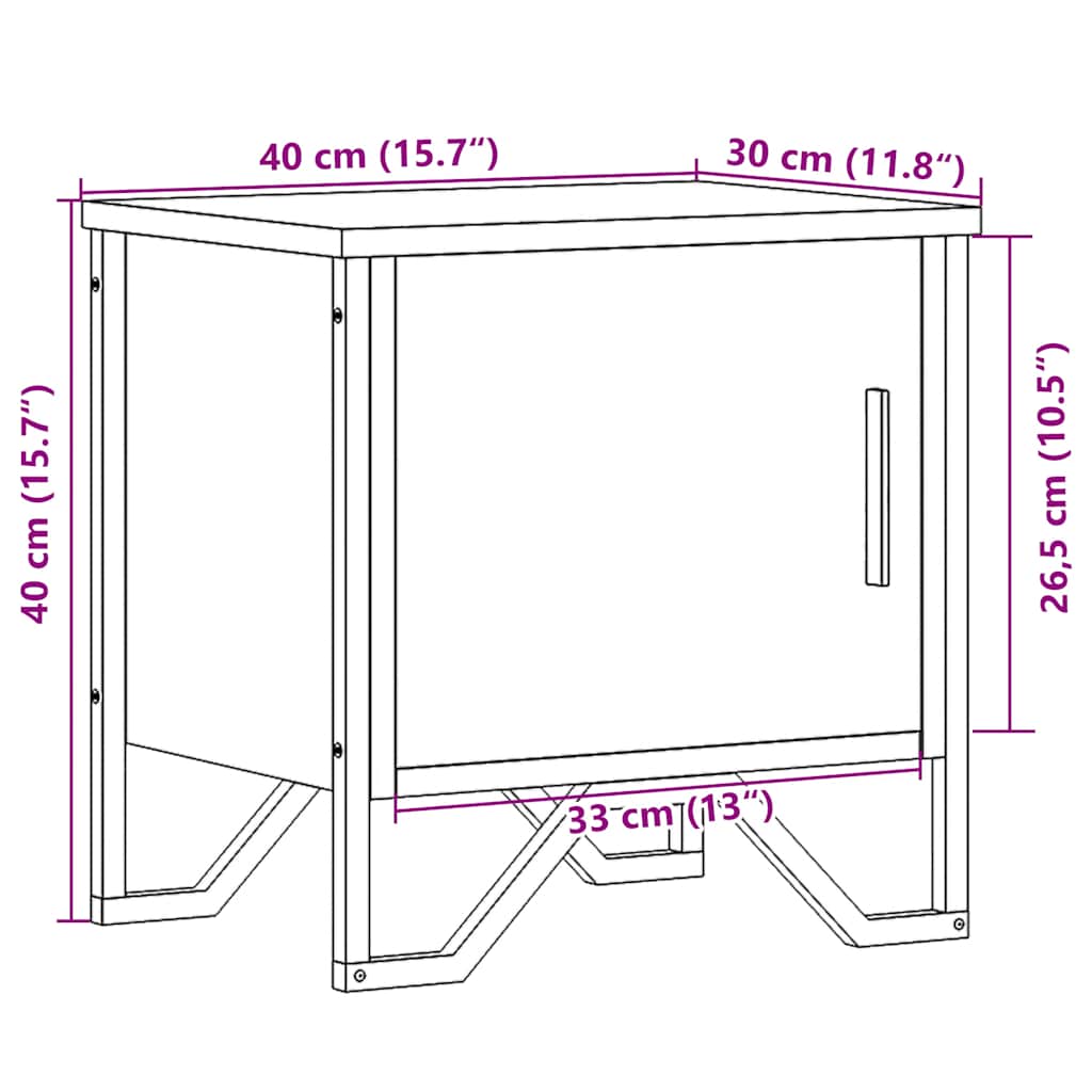Nattbord 2 stk røkt eik 40x30x40 cm konstruert tre