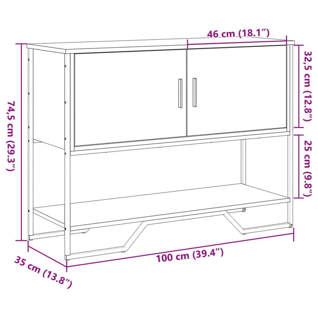 Konsollbord røkt eik 100x35x74,5 cm konstruert tre