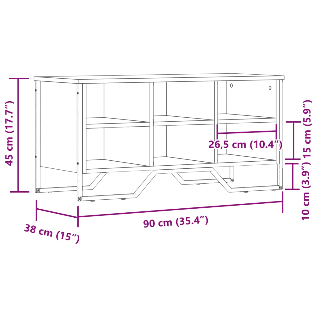 Skohylle sonoma eik 90x38x45,5 cm konstruert tre