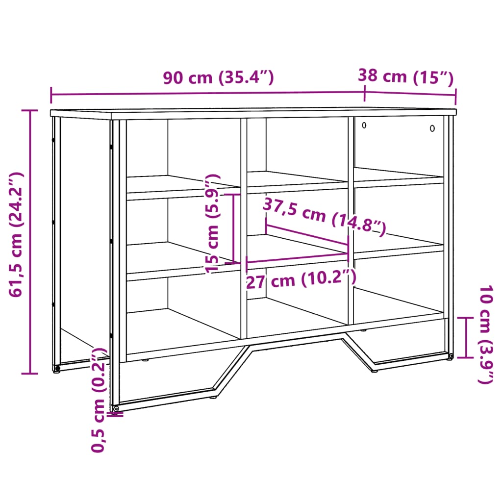 Skohylle brun eik 90x38x61,5 cm konstruert tre