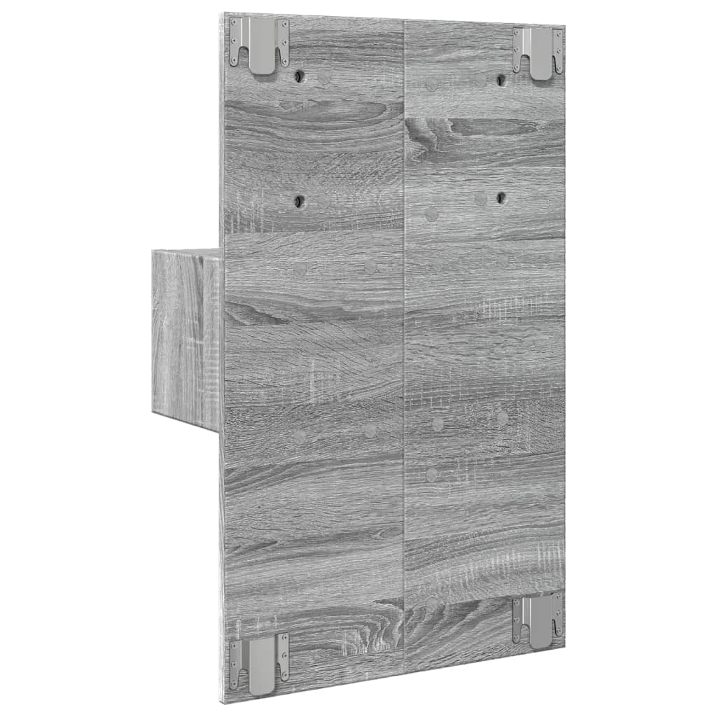 Vegghengt nattbord med LED-lys grå sonoma