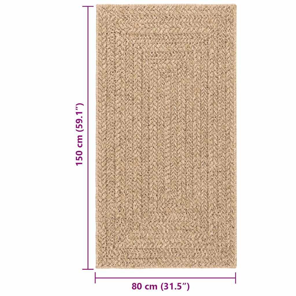 Teppe ZIZUR beige 80x150 cm jute-utseende innendørs og utendørs