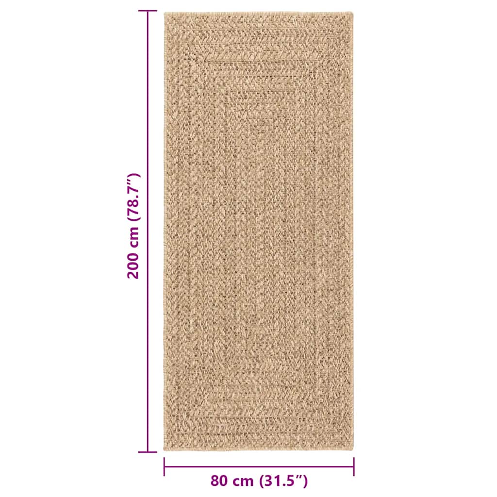Teppe ZIZUR beige 80x200 cm jute-utseende innendørs og utendørs