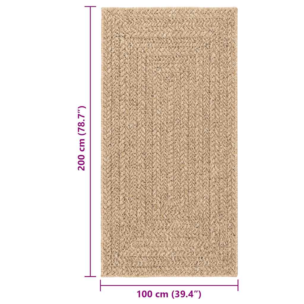 Teppe ZIZUR beige 80x250 cm jute-utseende innendørs og utendørs