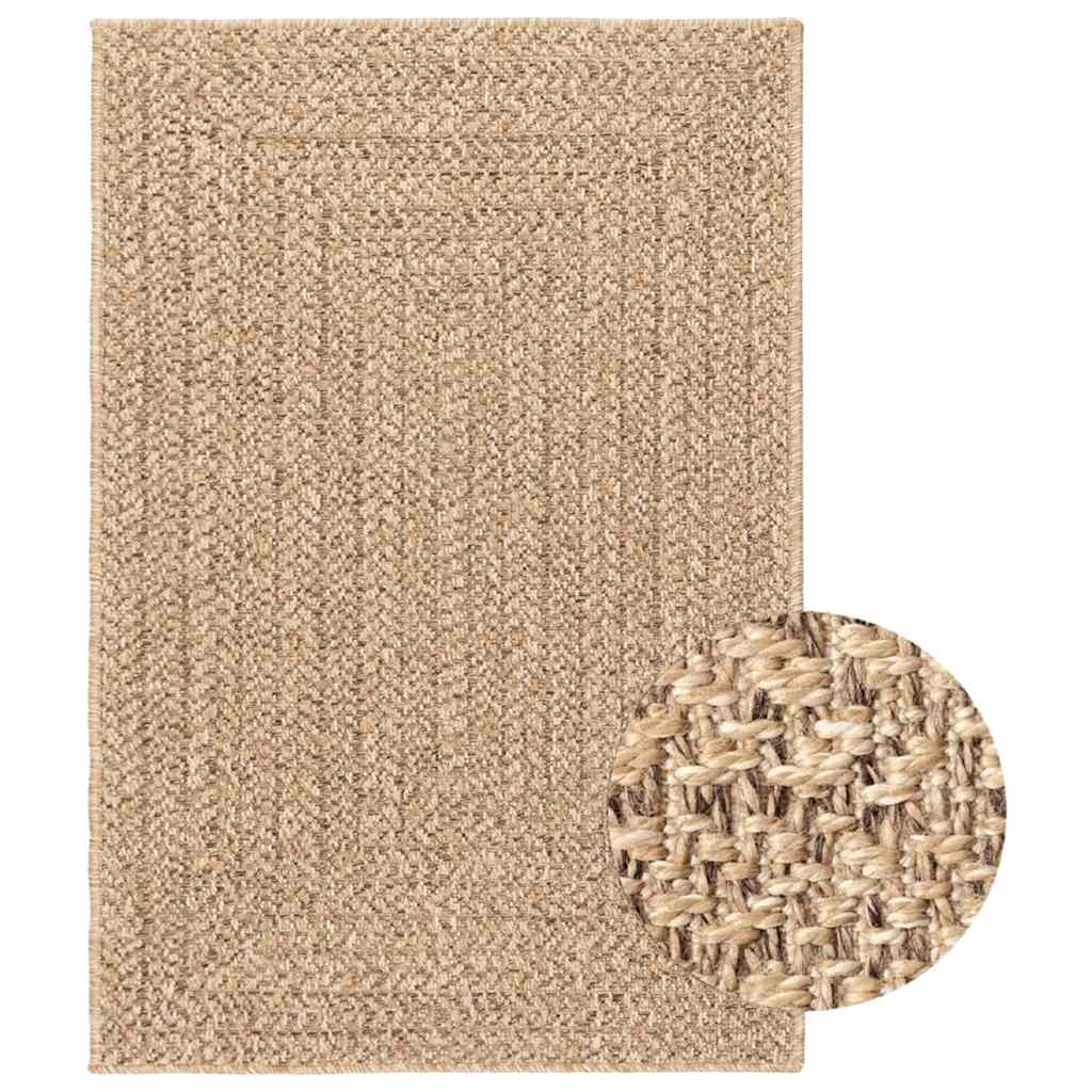 Teppe ZIZUR beige 120x120cm jute-utseende innendørs og utendørs