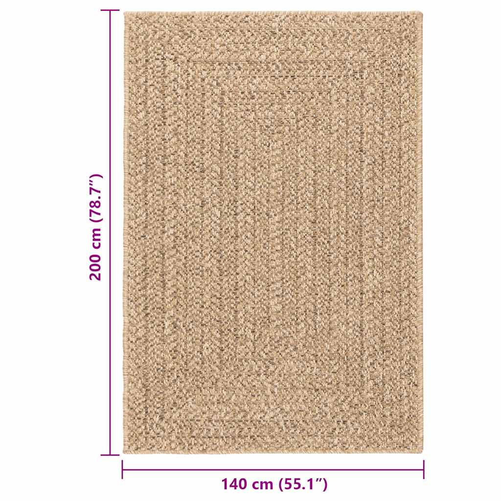 Teppe ZIZUR beige 120x120cm jute-utseende innendørs og utendørs