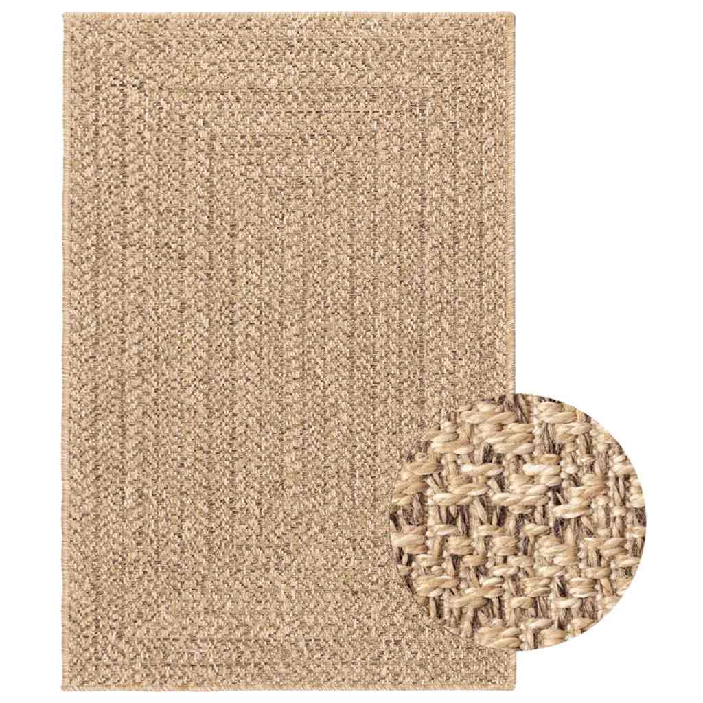 Teppe ZIZUR beige 140x200cm jute-utseende innendørs og utendørs