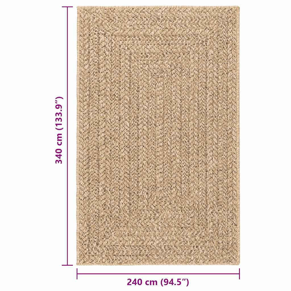 Teppe ZIZUR beige 160x230cm jute-utseende innendørs og utendørs
