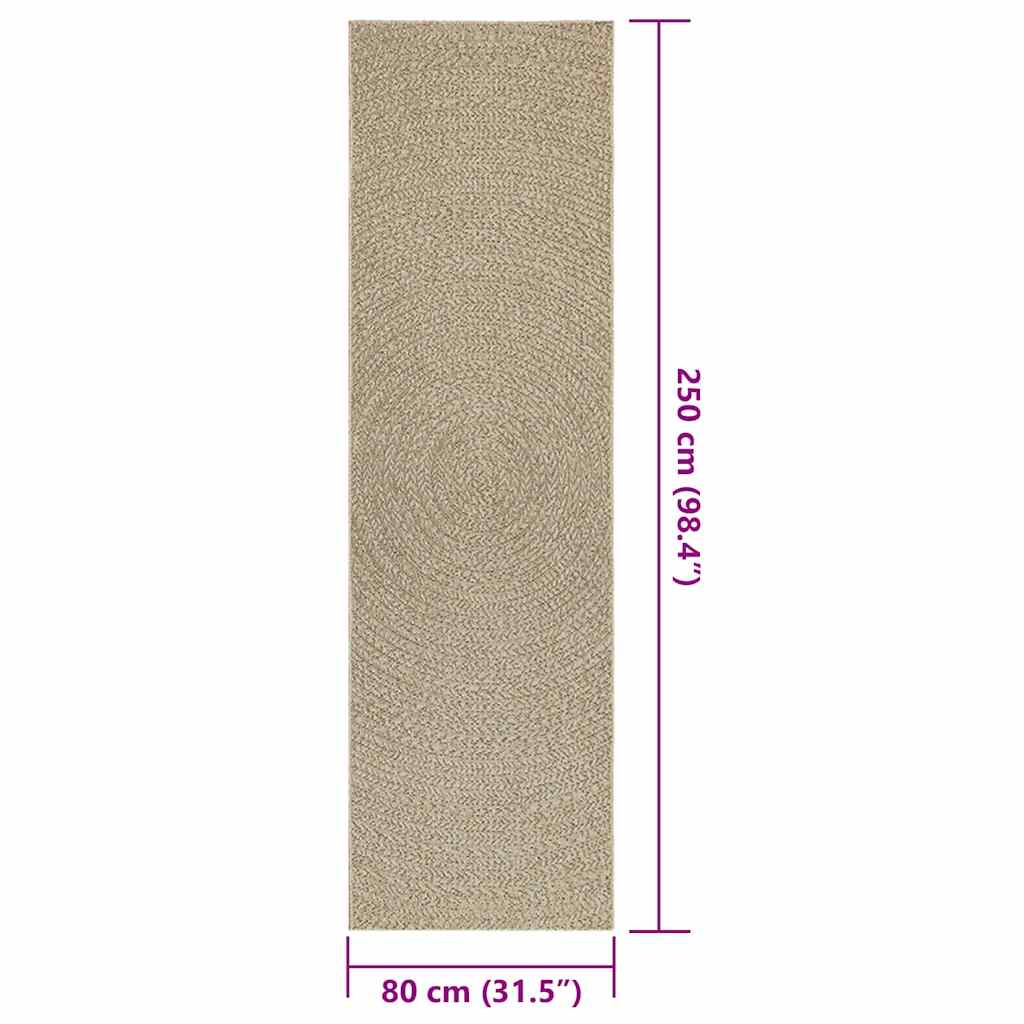 Teppe ZIZUR beige 80x250 cm jute-utseende innendørs og utendørs