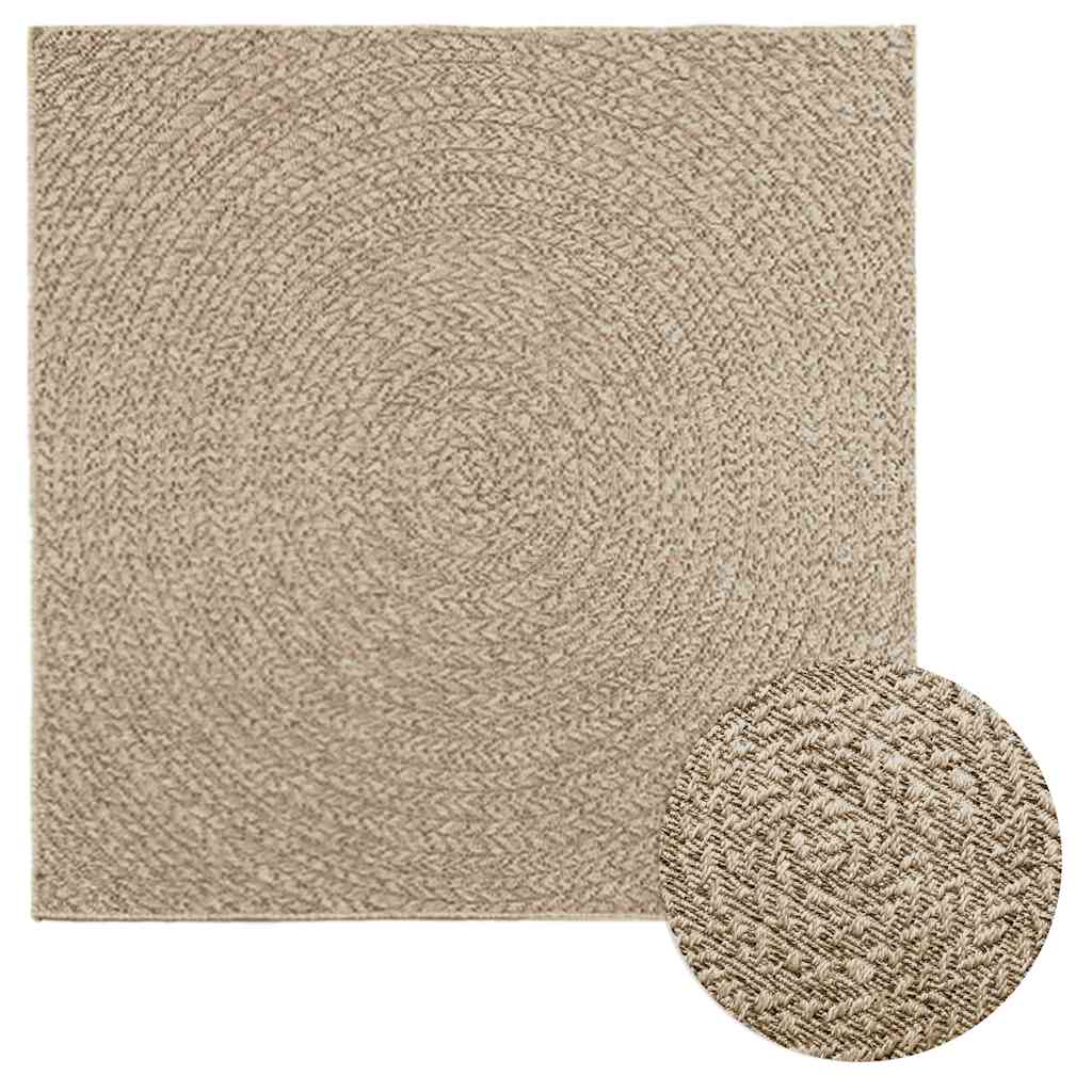 Teppe ZIZUR beige 120x120cm jute-utseende innendørs og utendørs