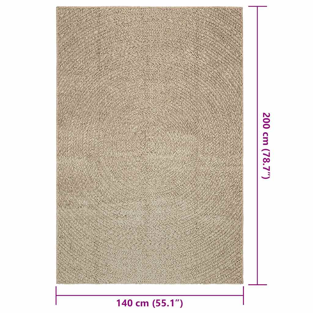 Teppe ZIZUR beige 140x200cm jute-utseende innendørs og utendørs