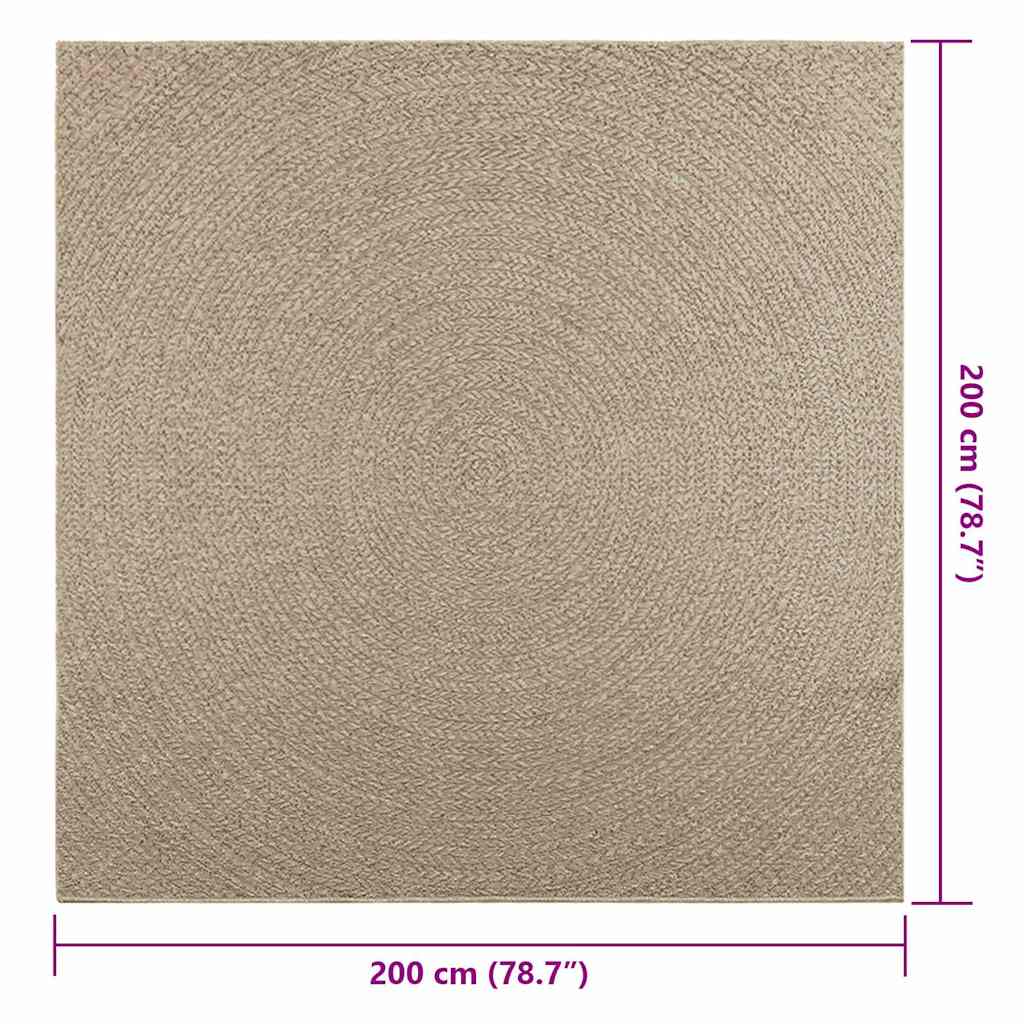 Teppe ZIZUR beige 200x200cm jute-utseende innendørs og utendørs