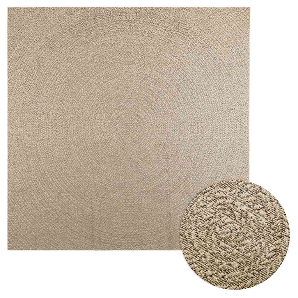 Teppe ZIZUR beige 240x240cm jute-utseende innendørs og utendørs