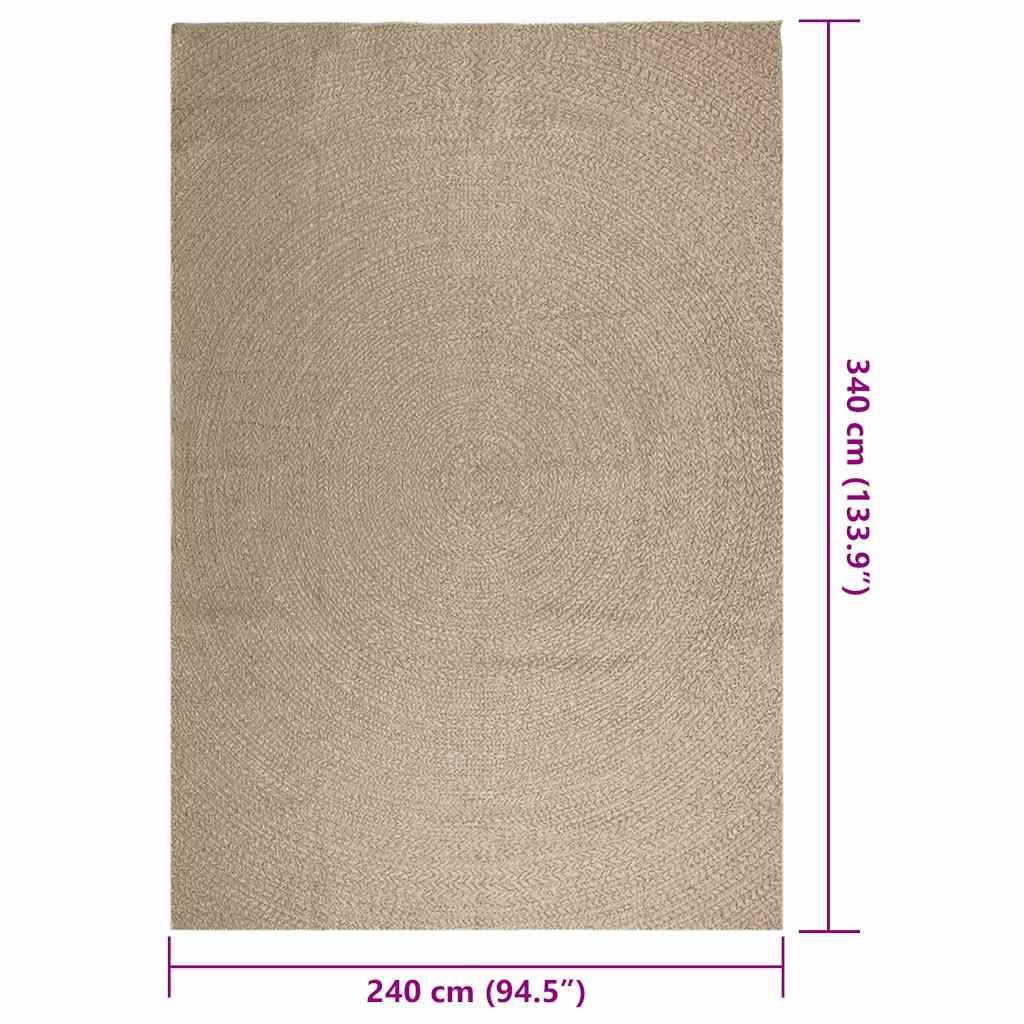 Teppe ZIZUR beige 240x340cm jute-utseende innendørs og utendørs