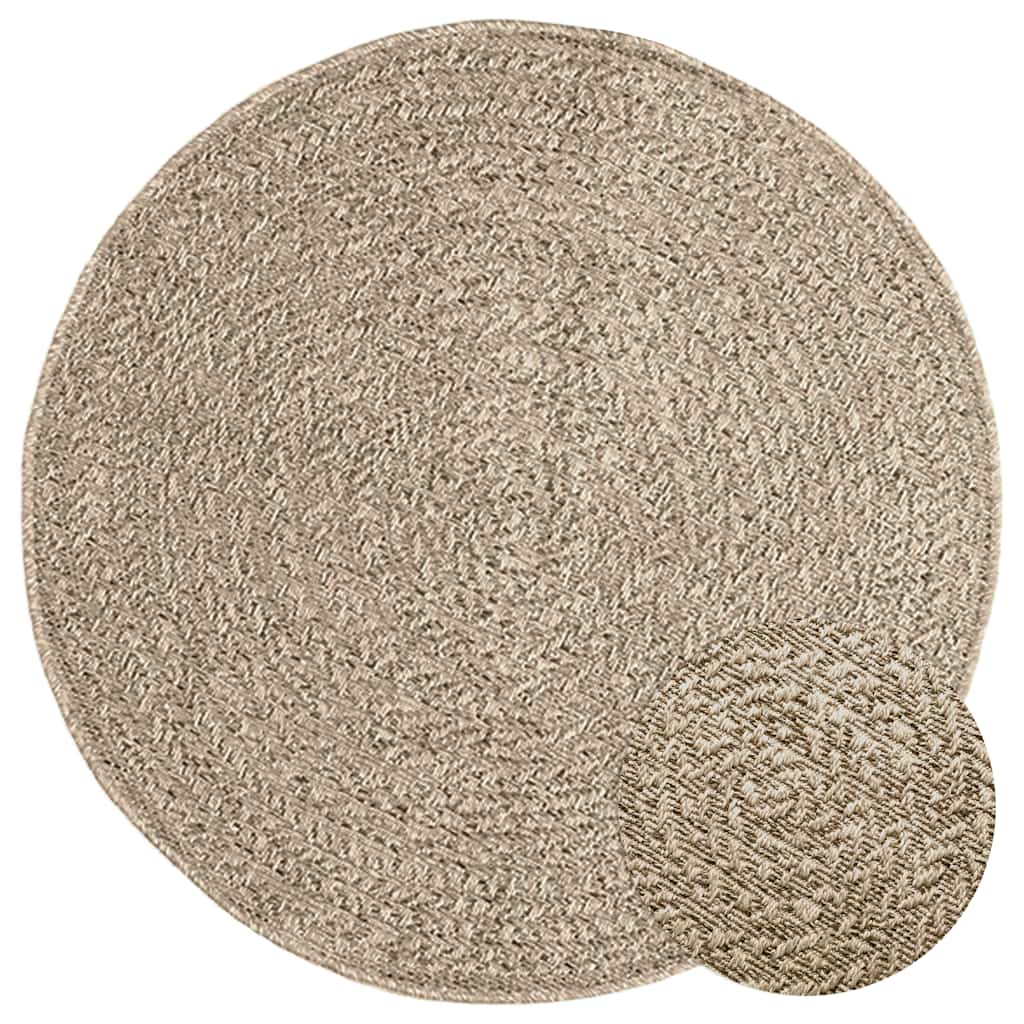 Teppe ZIZUR beige Ø 90 cm jute-utseende innendørs og utendørs