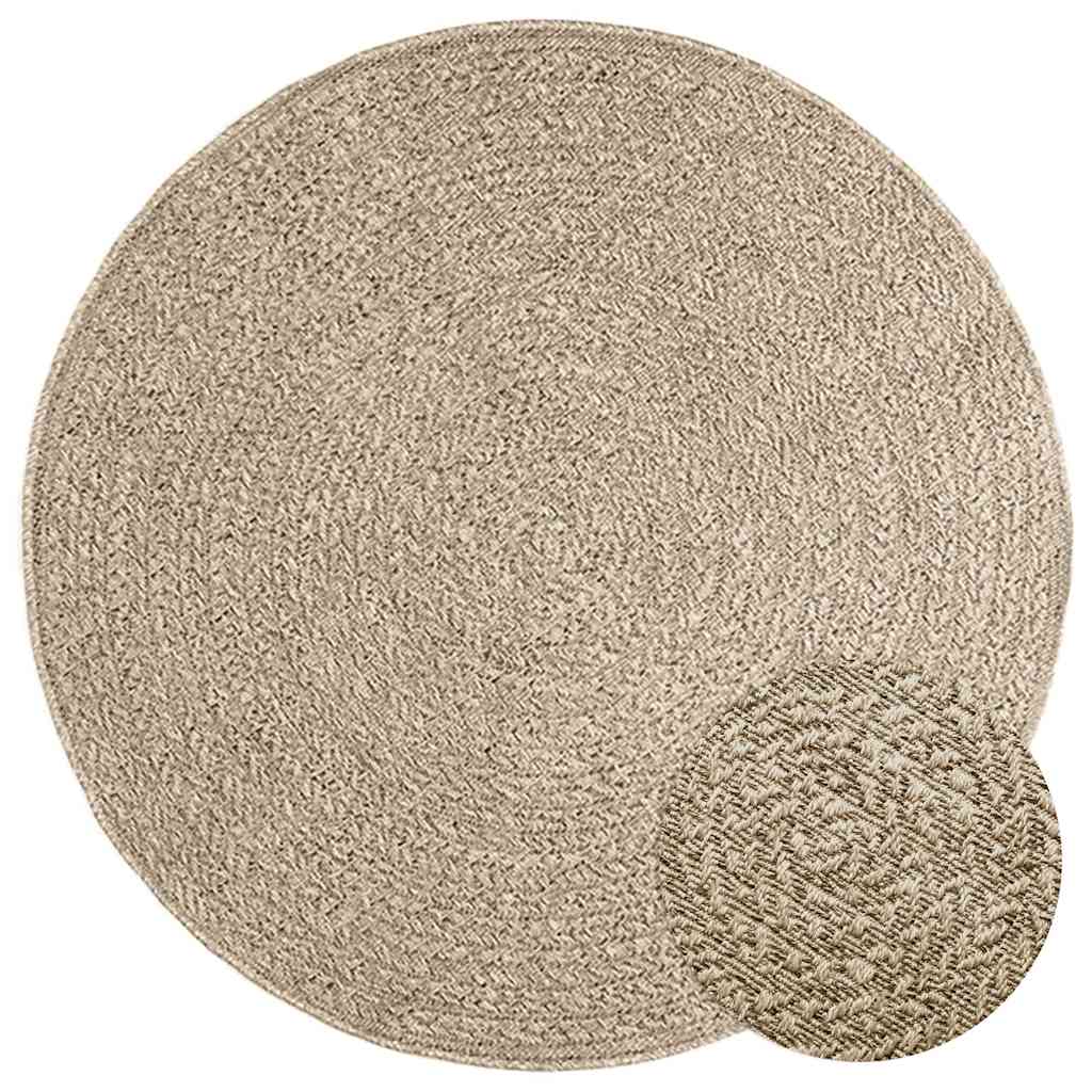 Teppe ZIZUR beige Ø 120 cm jute-utseende innendørs og utendørs