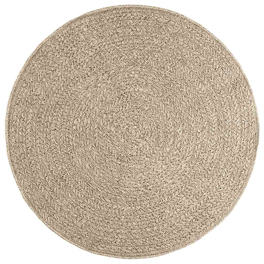 Teppe ZIZUR beige Ø 120 cm jute-utseende innendørs og utendørs