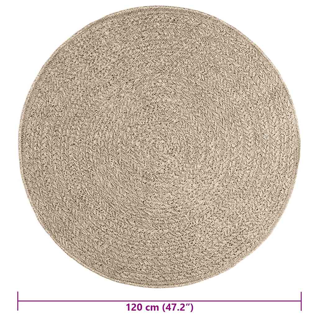 Teppe ZIZUR beige Ø 120 cm jute-utseende innendørs og utendørs