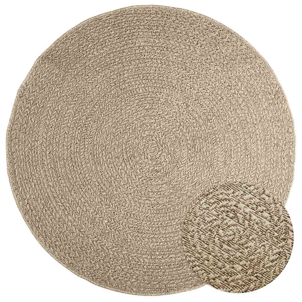 Teppe ZIZUR beige Ø 160 cm jute-utseende innendørs og utendørs