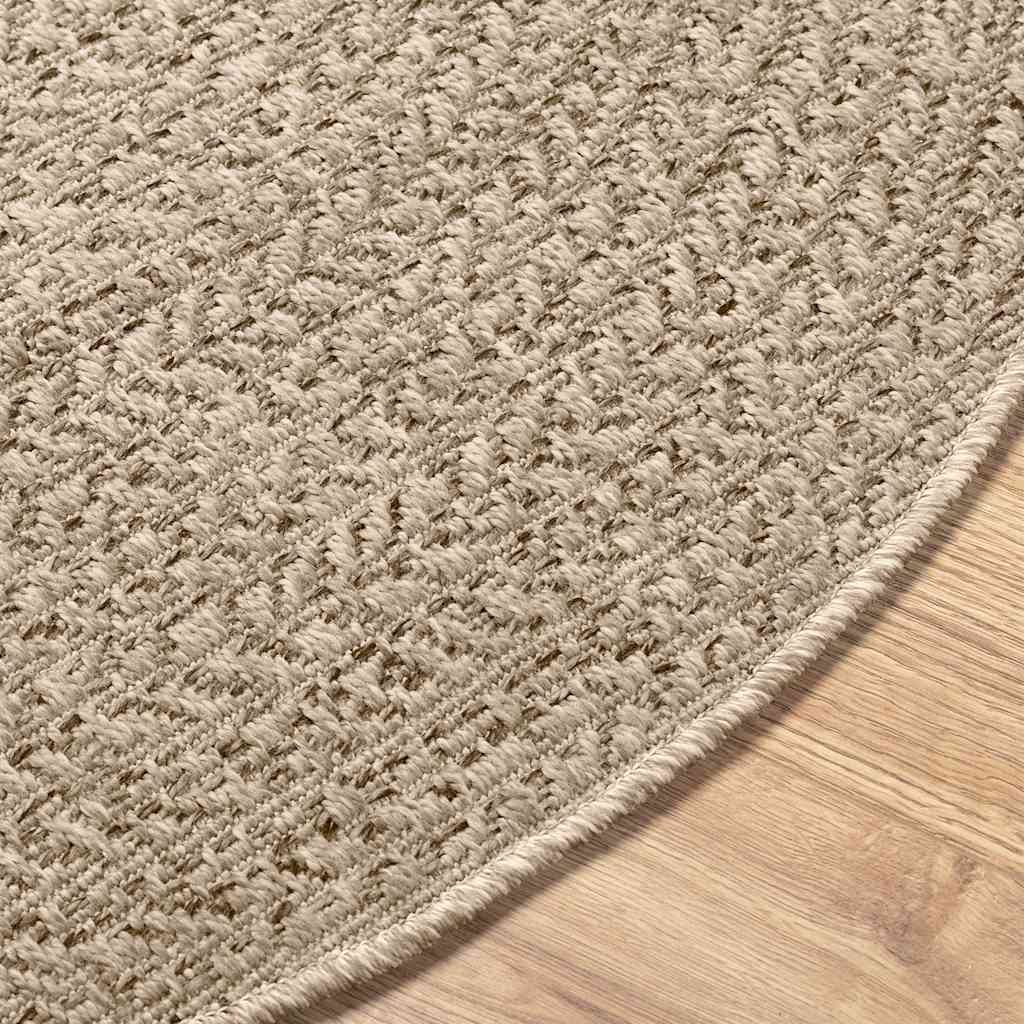 Teppe ZIZUR beige Ø 160 cm jute-utseende innendørs og utendørs
