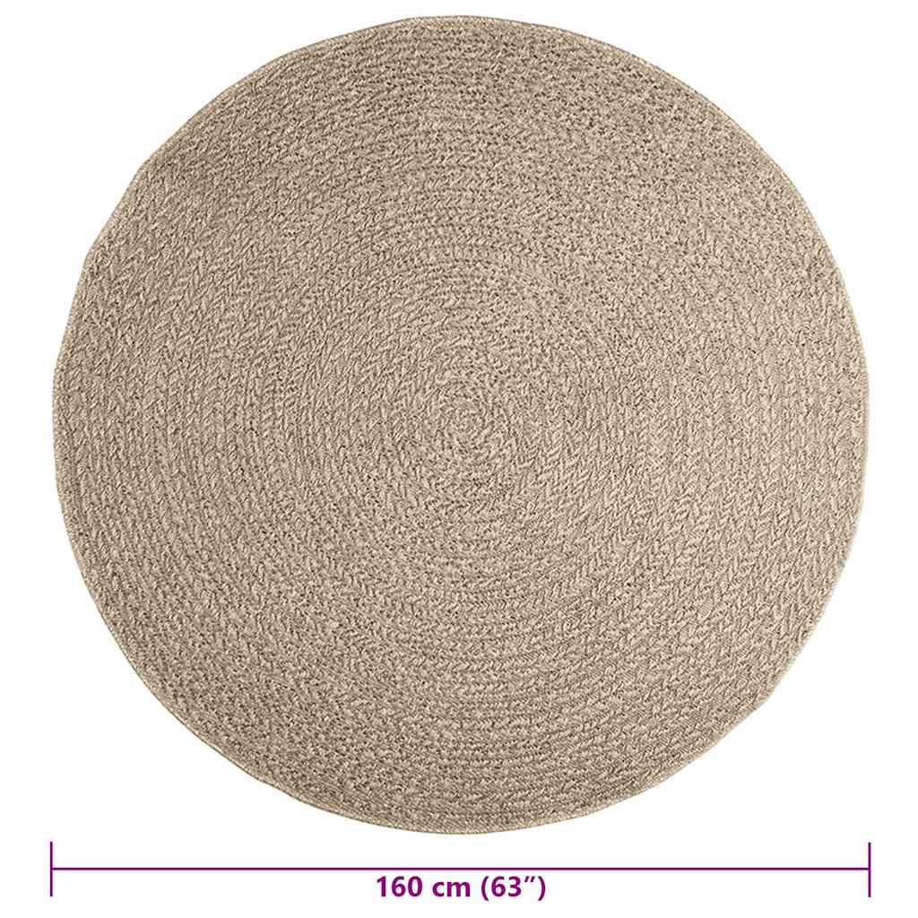 Teppe ZIZUR beige Ø 160 cm jute-utseende innendørs og utendørs