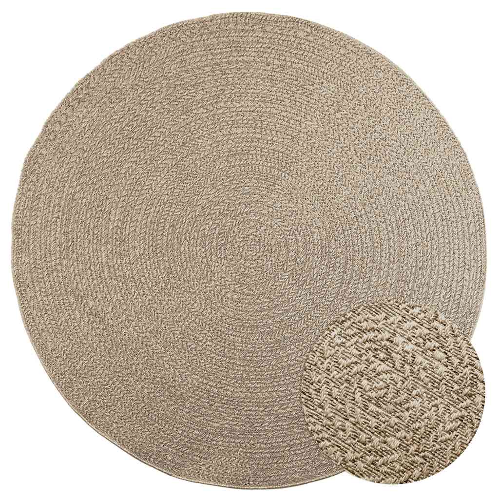 Teppe ZIZUR beige Ø 200 cm jute-utseende innendørs og utendørs