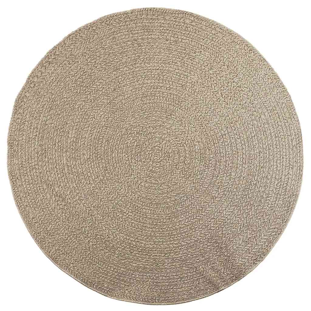 Teppe ZIZUR beige Ø 200 cm jute-utseende innendørs og utendørs