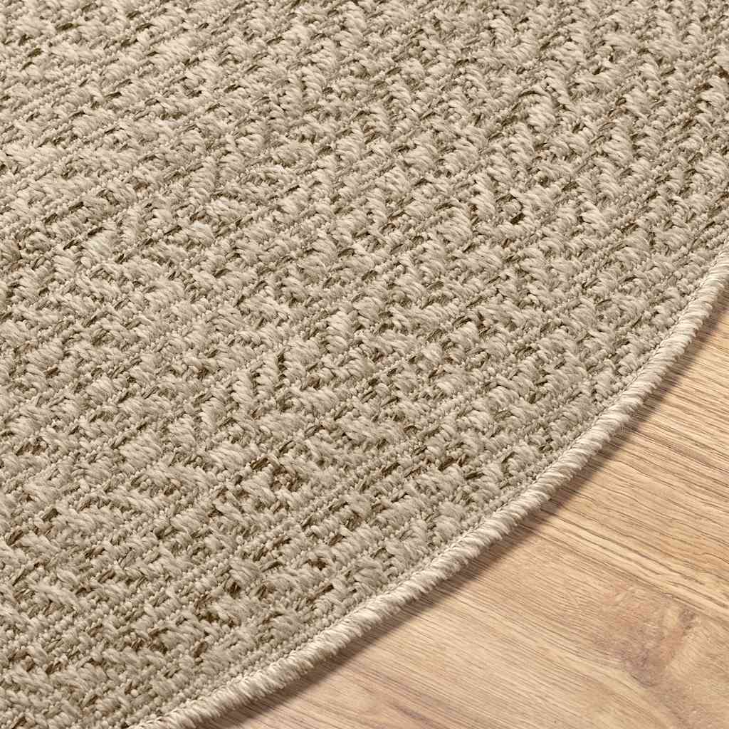 Teppe ZIZUR beige Ø 200 cm jute-utseende innendørs og utendørs