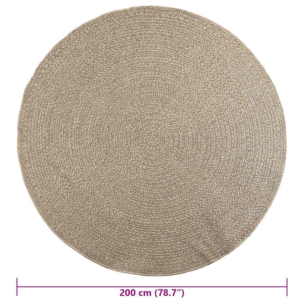 Teppe ZIZUR beige Ø 200 cm jute-utseende innendørs og utendørs