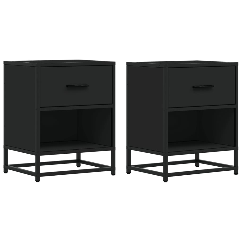 Nattbord 2 stk svart 40x31x50 cm heltre furu