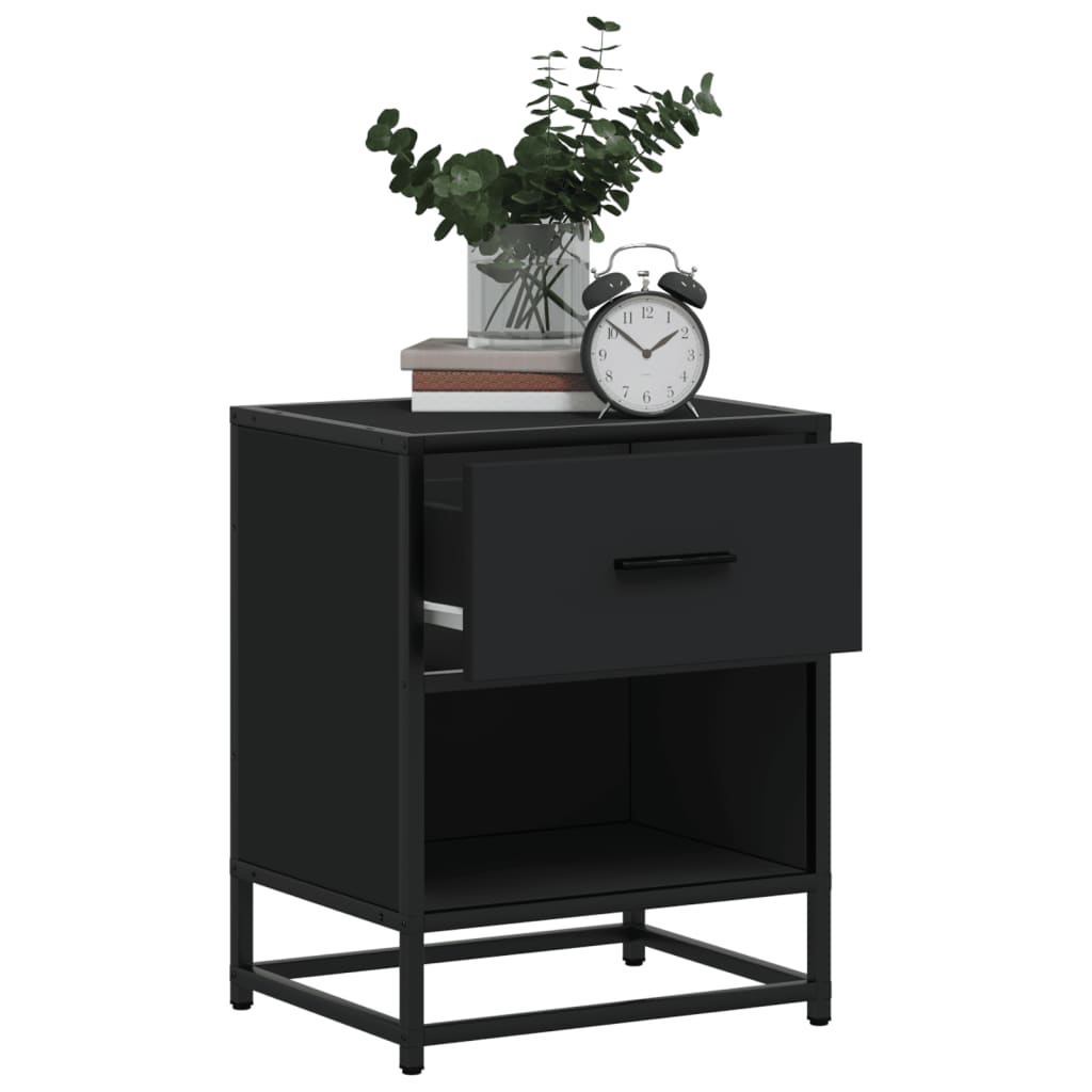 Nattbord 2 stk svart 40x31x50 cm heltre furu