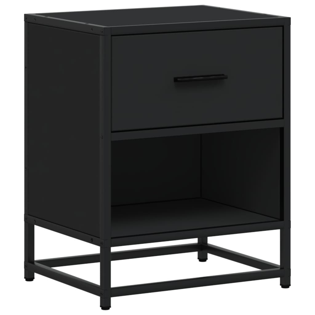 Nattbord 2 stk svart 40x31x50 cm heltre furu