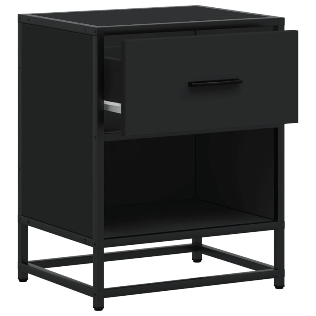 Nattbord 2 stk svart 40x31x50 cm heltre furu