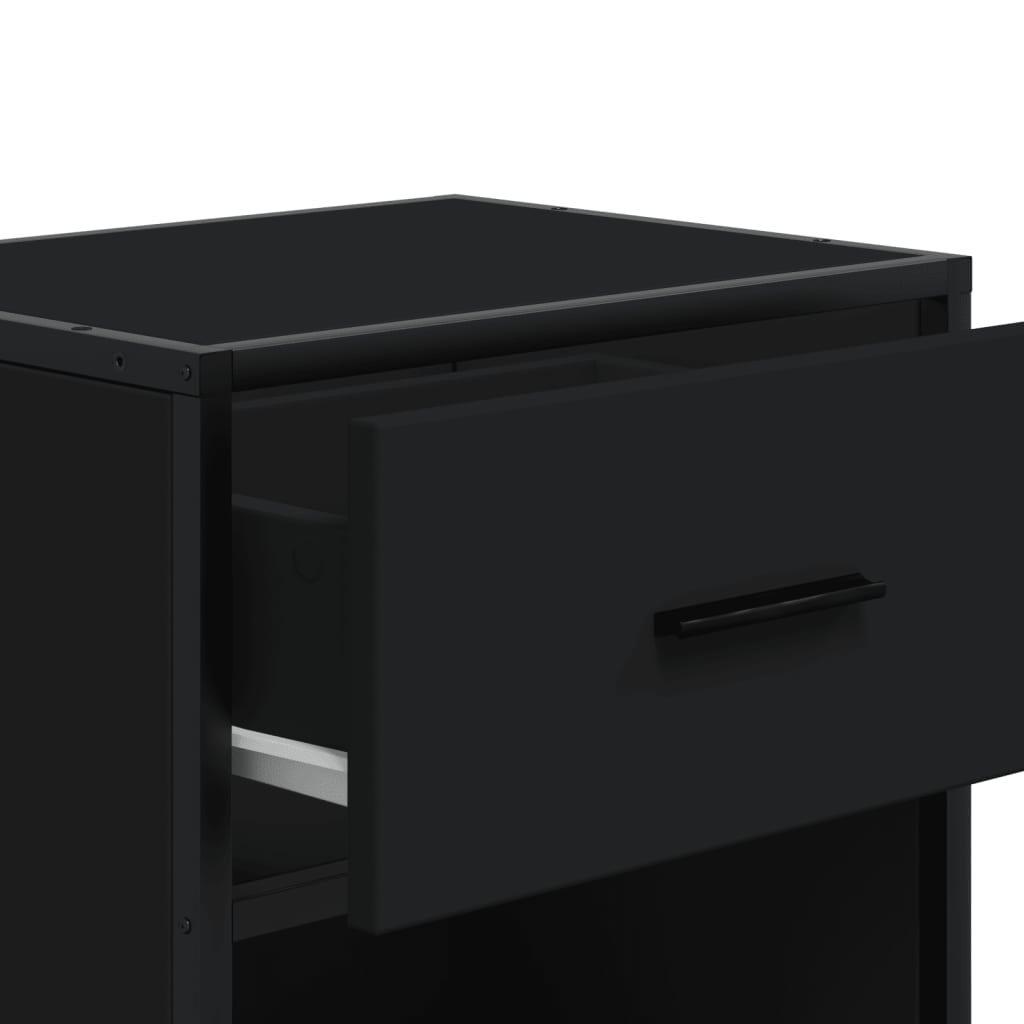 Nattbord 2 stk svart 40x31x50 cm heltre furu
