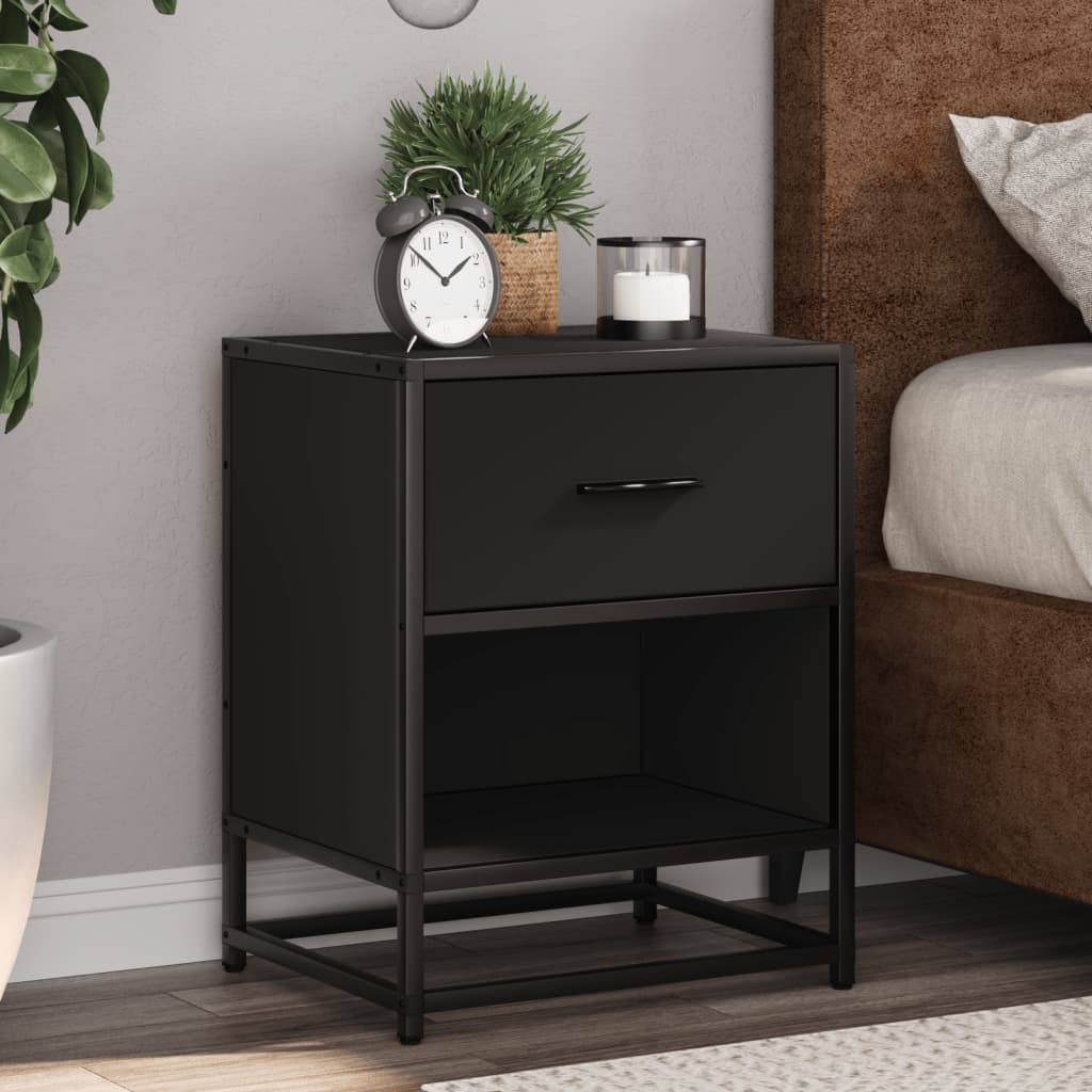 Nattbord 2 stk svart 40x31x50 cm heltre furu