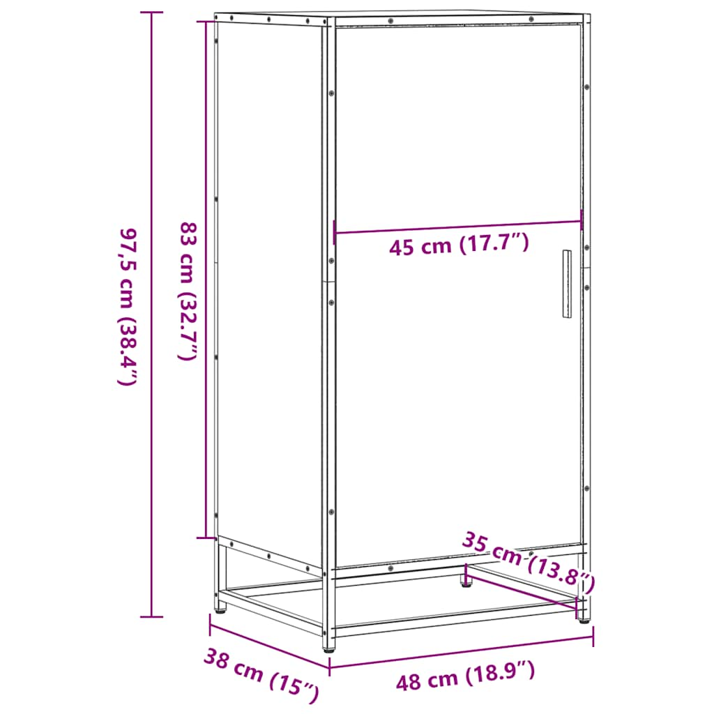 Skohylle svart 48x38x97,5 cm konstruert tre