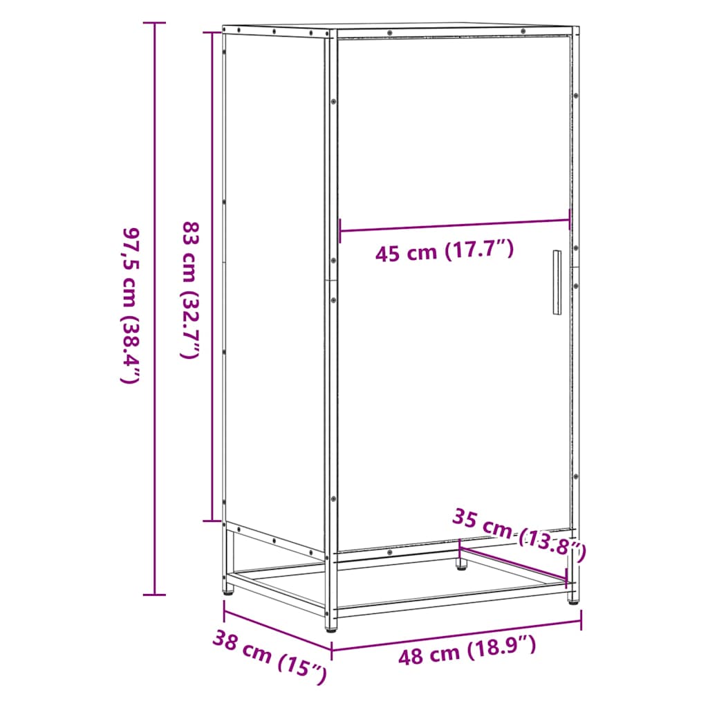 Skohylle brun eik 48x38x97,5 cm konstruert tre