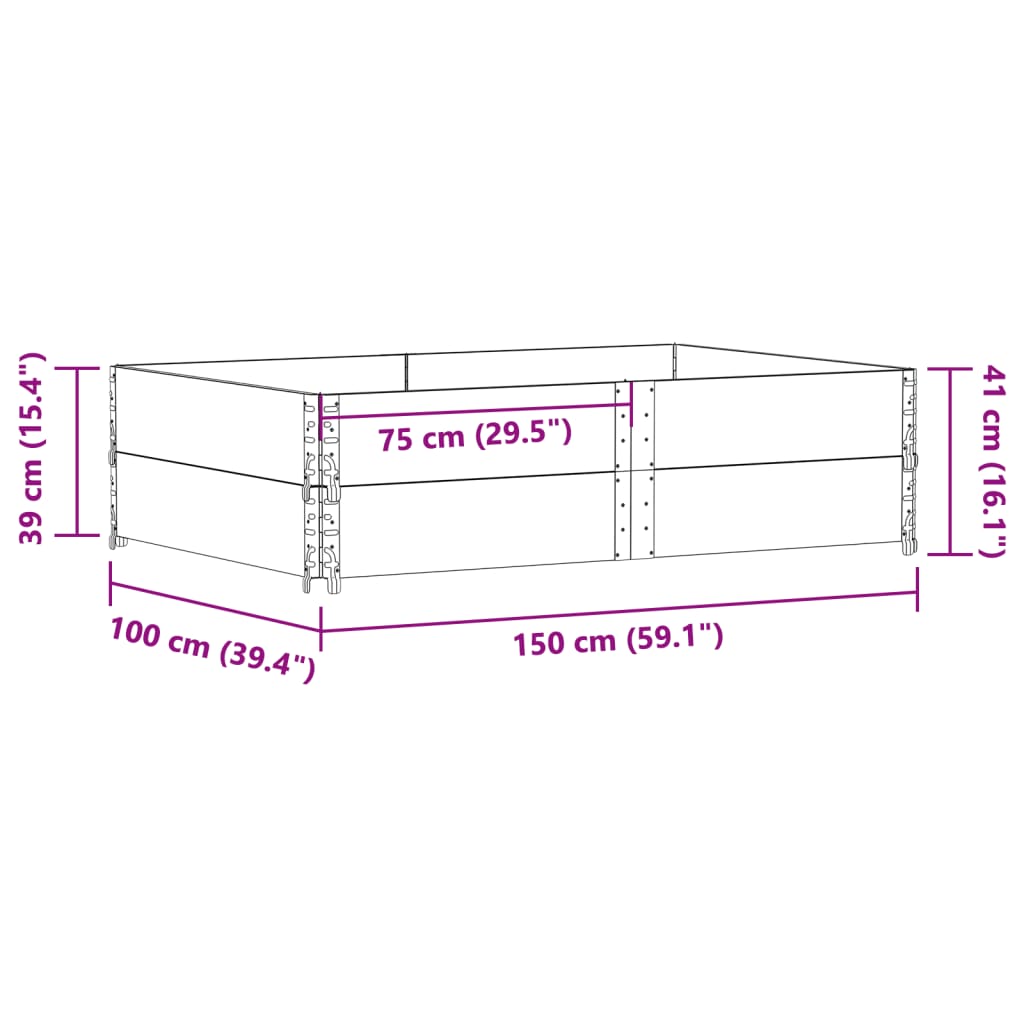 Hageplantekasse grå 150x100 cm heltre furu