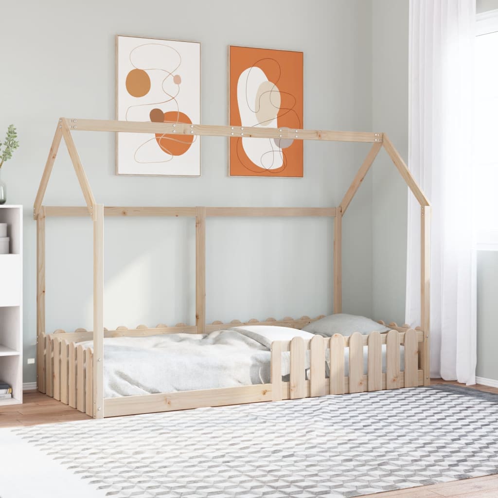 Barnesengeramme hus 90x200 cm heltre furu