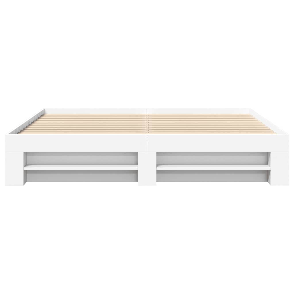 Sengeramme hvit 200x200 cm konstruert tre