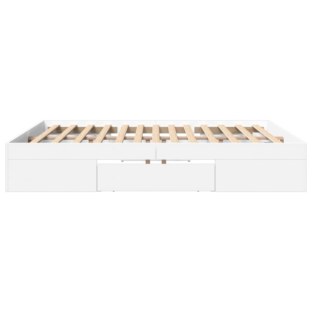 Sengeramme hvit 200x200 cm konstruert tre